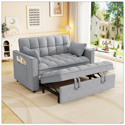 Canapé-lit avec lit escamotable, canapé convertible en velours moderne pour les petits espaces et les salons