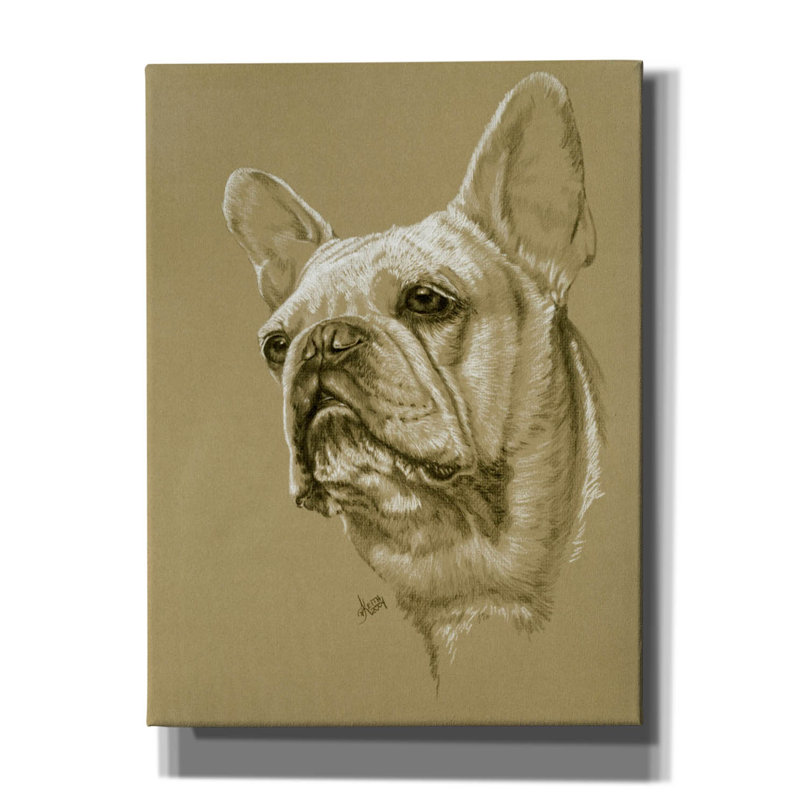 Bouledogue français sur toile par Barbara Keith, H 16 po x l 12 po x P 0,75 po
