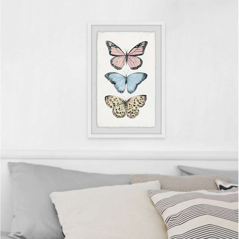 Butterfly Trio - Single Picture Frame Painting, 46cm H x 30cm W