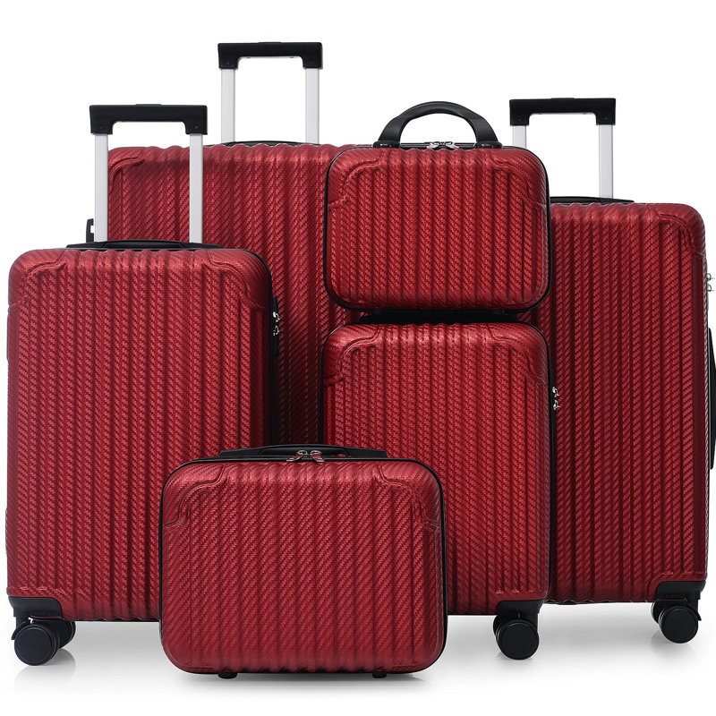 Ensemble 6 pièces de bagage, valise rigide en ABS avec roues pivotantes, verrou TSA, crochets latéraux, bagage à main léger et bagage à main