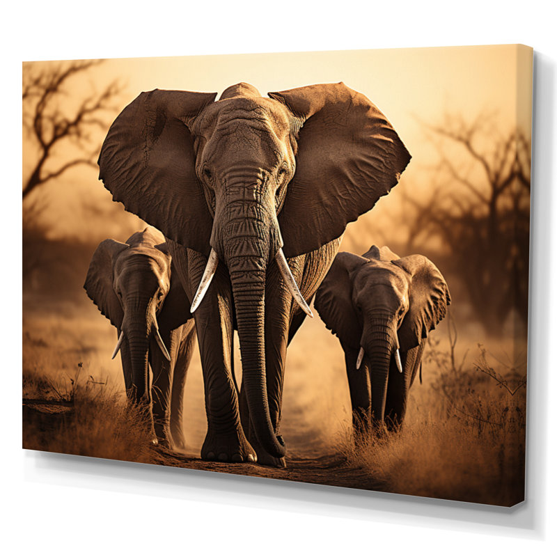 «Elephant Shadows Of Serenity I», art sur toile éléphant, H 34 po x l 44 po x P 1,5 po, Toile tendue