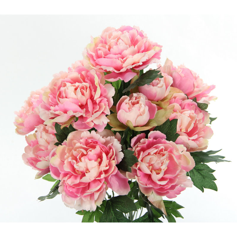 Buisson de pivoines artificielles à 11 branches mélangées, D664FA82DCAB42078F06A1ABE92C2275, Bleu/crème