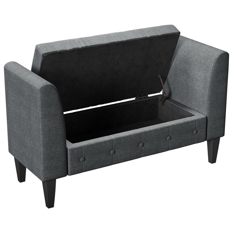 Adda Upholstered Storage Bench, Grey