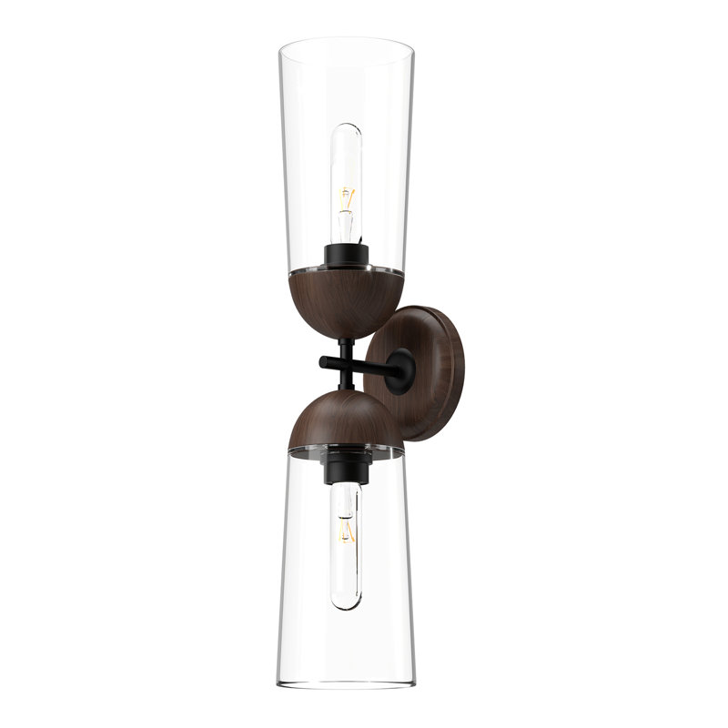 Éclairage pour meuble-lavabo Shiloh, 2, Noir mat / noyer