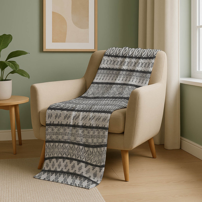 Jeté bohémien Addison Sherpa ASB726 lavable à la machine, Gris