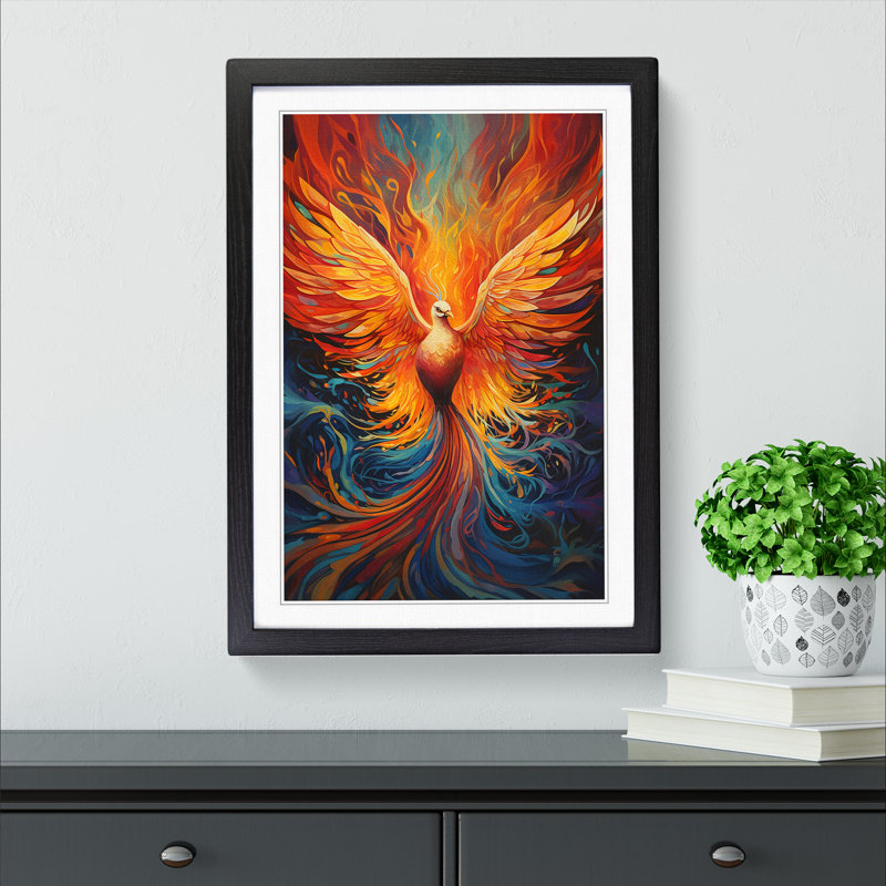 Phoenix Colour Field - Single Picture Frame Print on Wood, Black Framed, 64cm H x 46cm W