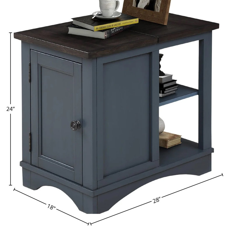 Table d'appoint Bankhead avec prises intégrées et ports USB, Plateau sable / base denim