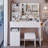 41" Large Size Left Drawer Desktop Vanity Table+Cushioned Stool Dresser Set, 2 Ac+2 Usb Power Station, Hair Dryer Stand, Extra Large Touch Control Led Mirror, 3-Color Switch, Epa, Gcc, Ul Certificate-1349244127