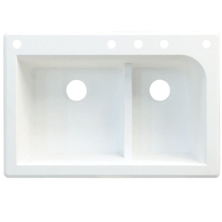 Radius 33'' L Drop-In Double Bowl Granite Kitchen Sink