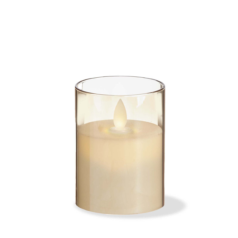 Estella Led Glass Hurricane 3 Amber, 4" H x 3" W x 3" D