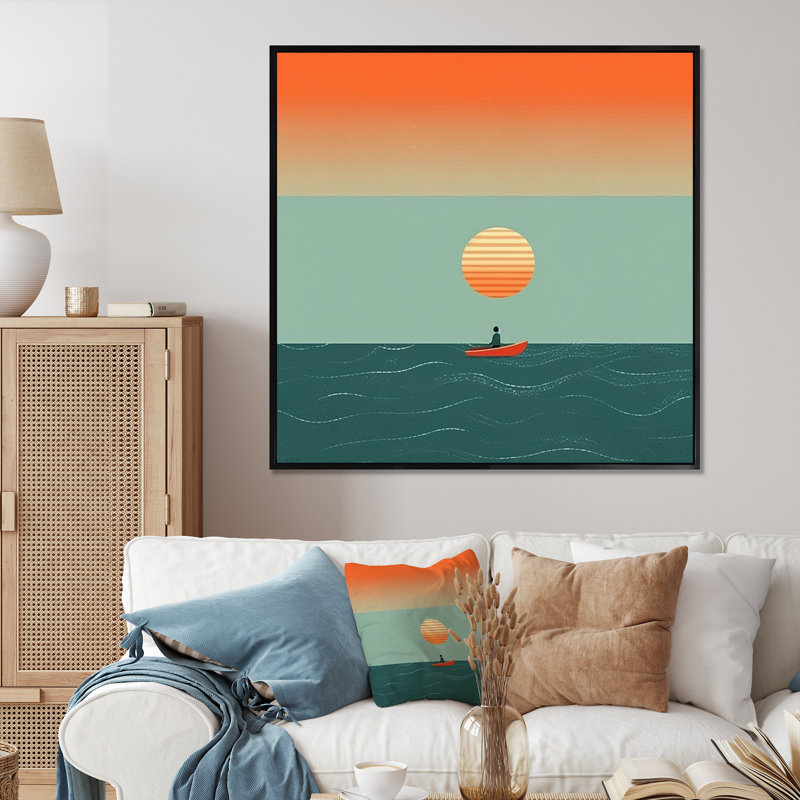 Minimalisme solidaire paysage VI sur toile, H 30 po x l 30 po x P 1 po, Cadre flottant noir