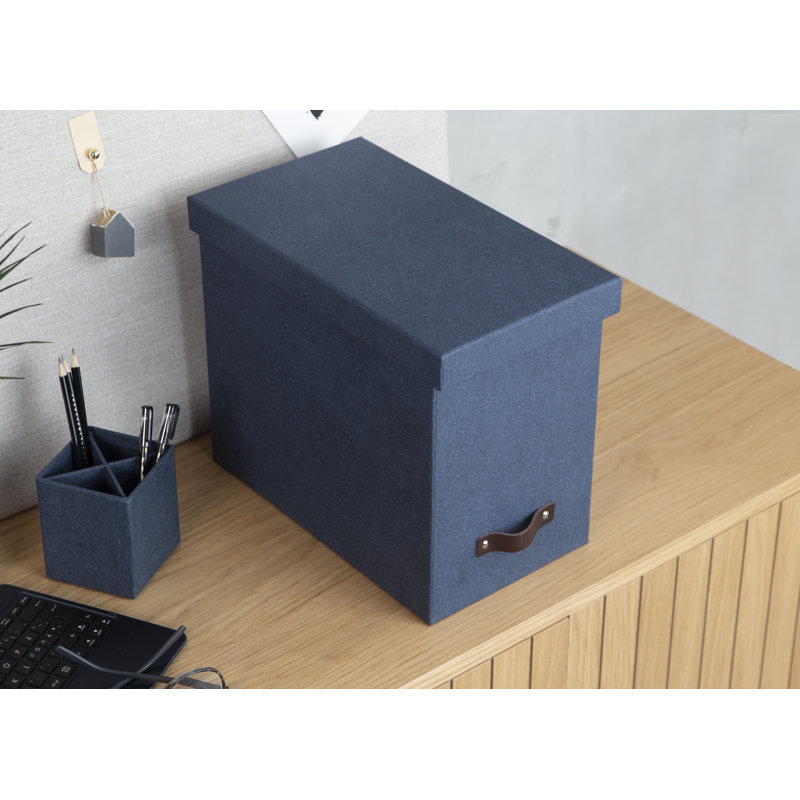 John Desktop File Box for Hanging File, Canvas Blue
