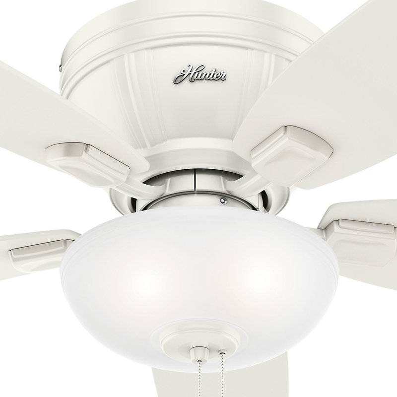 52'' Fresh White Low Profile Ceiling Fan with LED Light
