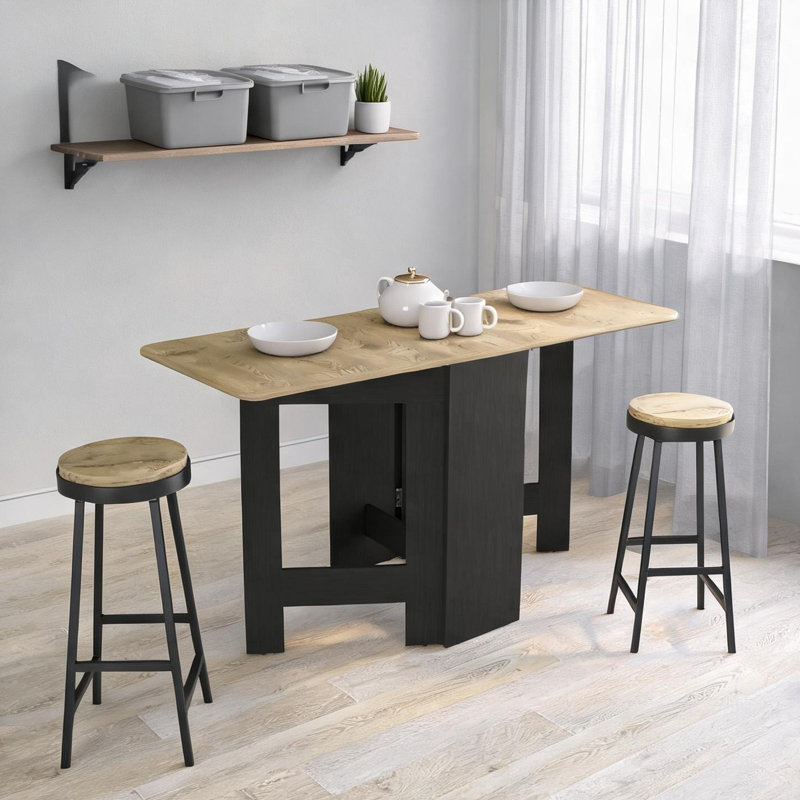 La table de salle à manger en bois d'ingénierie se transforme de la console de 12,3 po de large en table de 58,7 po, pouvant accueillir jusqu'à 6 personnes, rectangulaire, finition brune