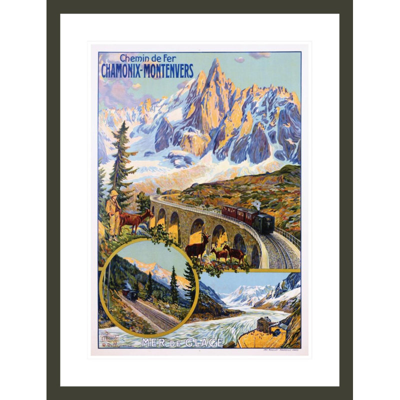 Chamonix-Montenvers, affiche par David Dellepiane, impression par estampe numérique encadrée, H 29,5 po x l 22,58 po