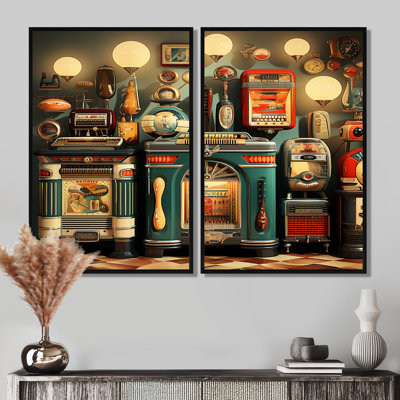 Nostalgic Jukebox Tunes 3 - Modern Canvas Prints 2-Pieces