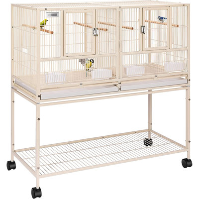 Zora 41.3'' Steel Flat Top Floor Bird Cage with Wheels