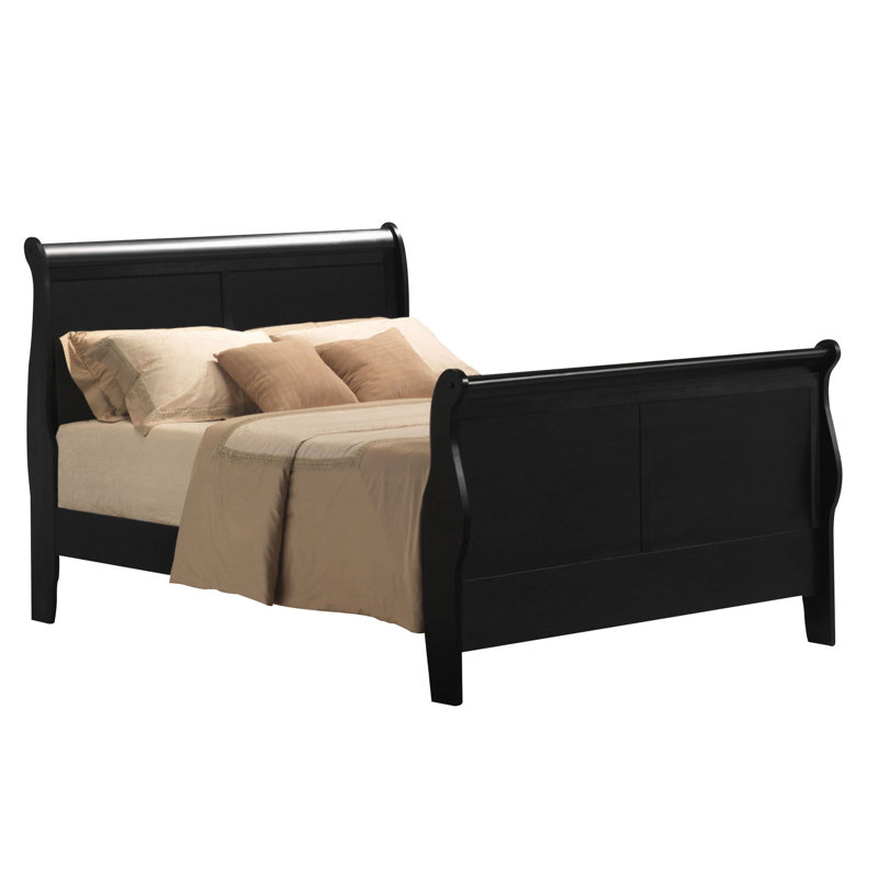 Lit en bois noir pour grand lit, lit traditionnel pour une esthétique classique