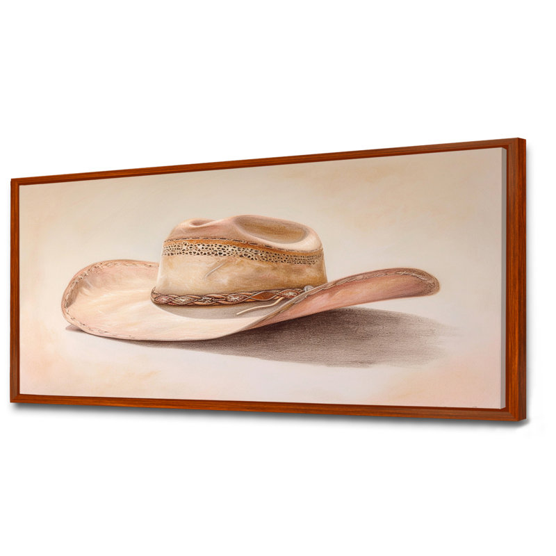 Cowboy Hat - Cowgirls, art mural, Toile avec cadre flottant brun, H 28 po x l 60 po x P 1,5 po