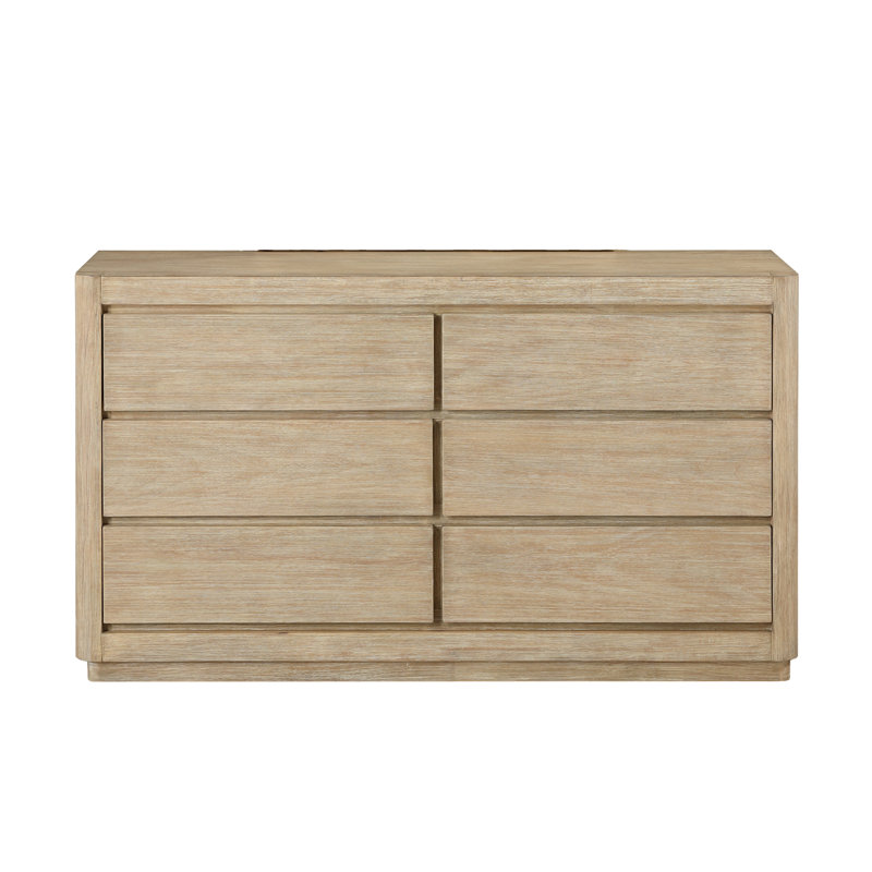 Luxurious Modern Solid Wood Dresser in Weathered Natural Finish with Spacious Full-Extension Drawers, Sleek Low-Profile Design, Durable Malaysian Oak Construction and Smooth Ball-Bearing Glides