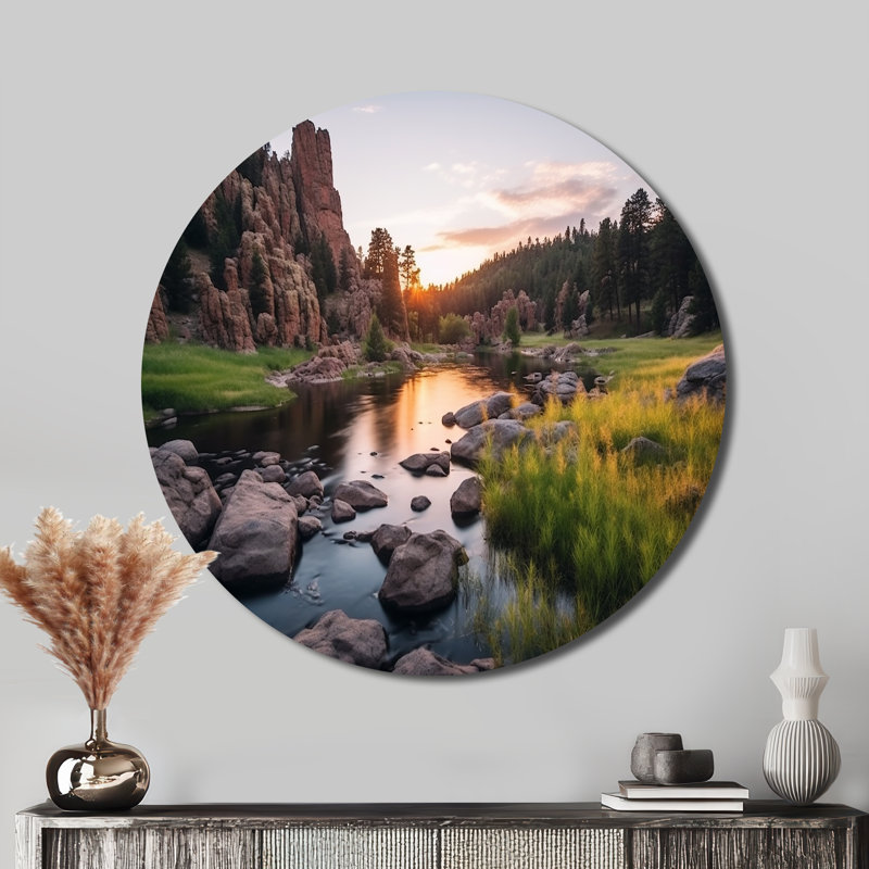 Guridi - Paysages, art rond en métal, H 36 po x l 36 po