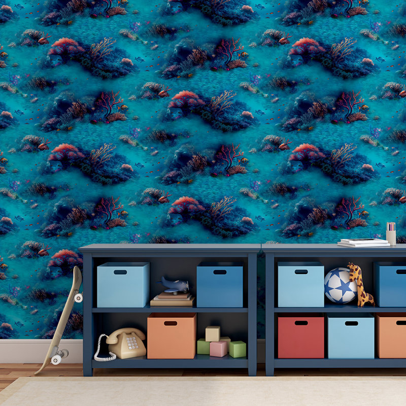 Papier peint bleu sous la mer Orlena
