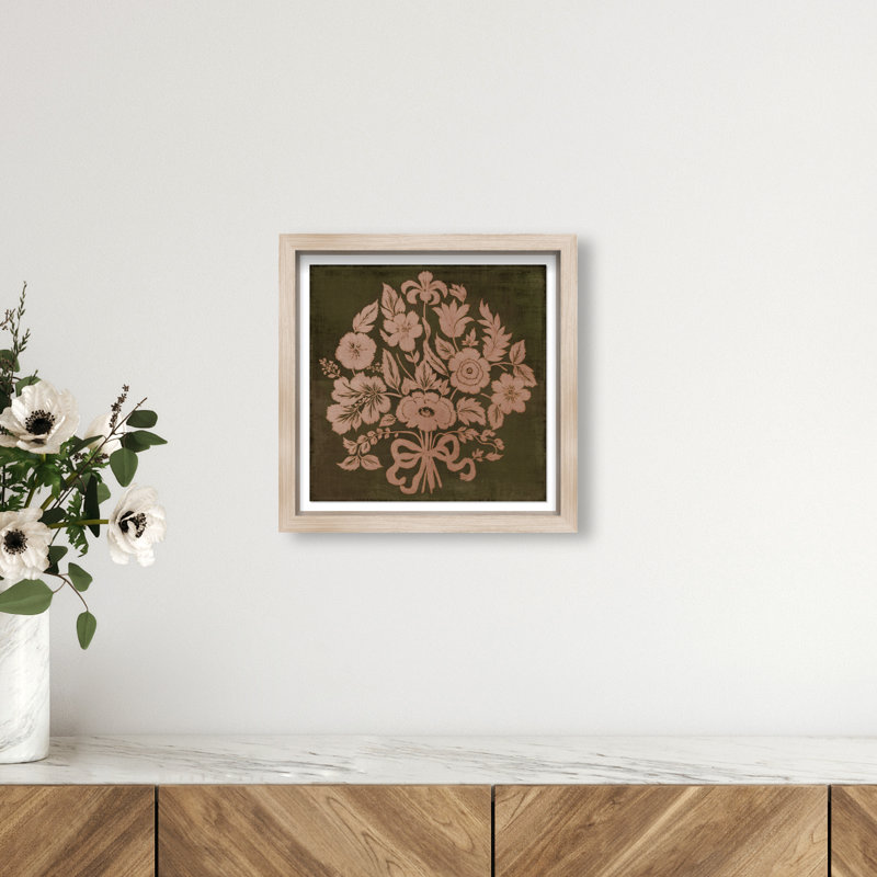 Tradition Shadowbox Floral & Botanical Print by Oliver Gal, Black Frame, 12 x 12, 13.5"H x 13.5"W, Natural Oak Shadowbox