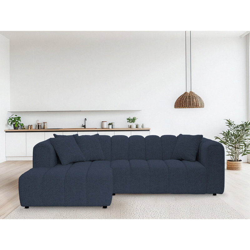 3 Seater Corner Sofa, Left Hand Facing, Polyester - Navy