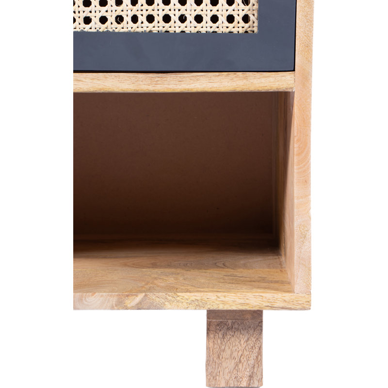 Ashton 1 - Drawer Solid Wood Nightstand, Natural/Matt Lacquer