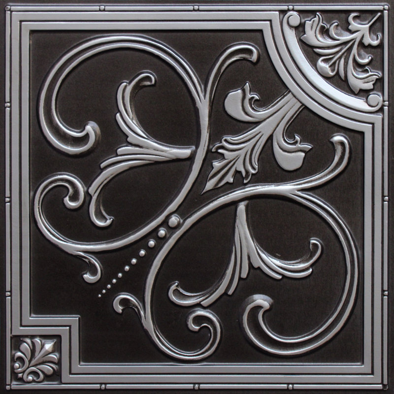 Carreau de plafond en PVC 2 pi x 2 pi Falkirk Perth, Argent antique