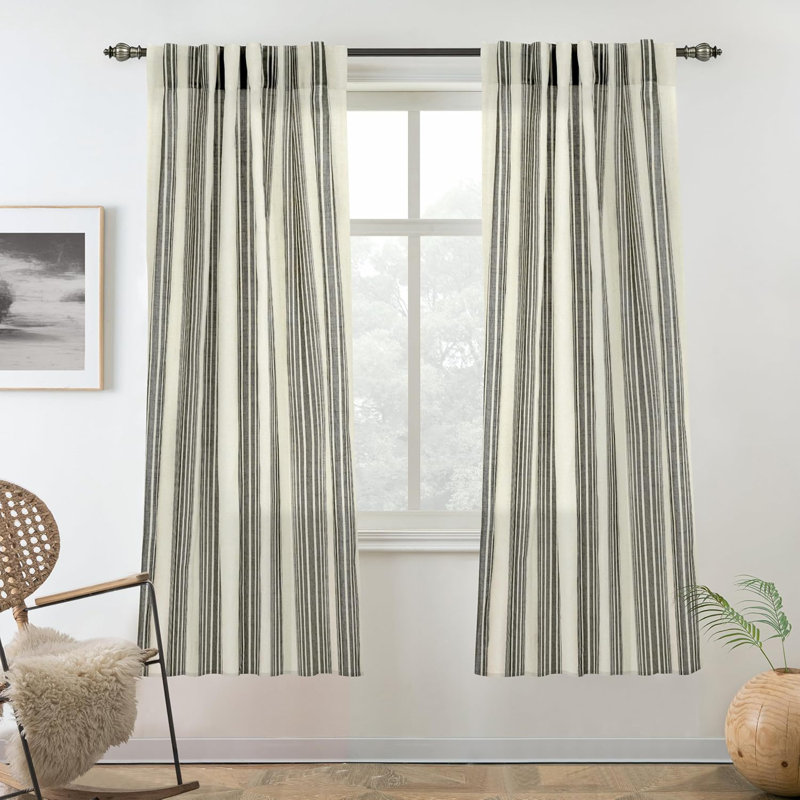 Rideaux semi-transparents avec passe-tringle Chris, L 52 po x L 63 po, Noir, noir, noir, noir
