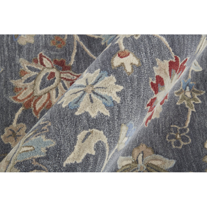 Azalea Vintage Oriental Gray/Ivory/Red Area Rug, Rectangle 10' x 14'