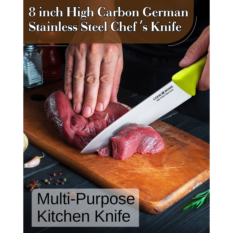 8-Inch Stainless Steel Chef's Knife with Green Handle