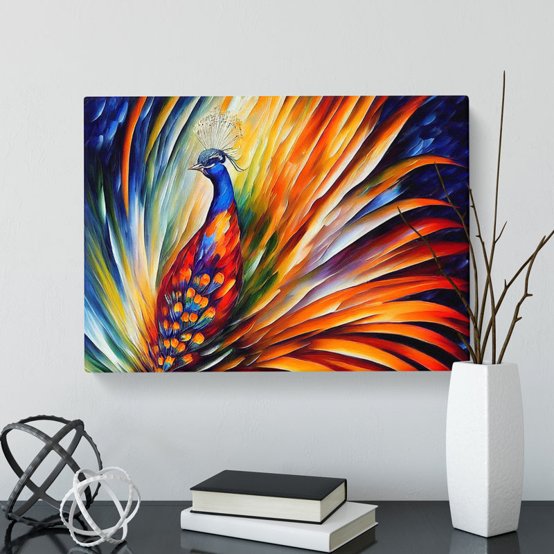 Peacock Painting Vol.1 Abstract - Wrapped Canvas Print, 40cm H x 60cm W x 3cm D