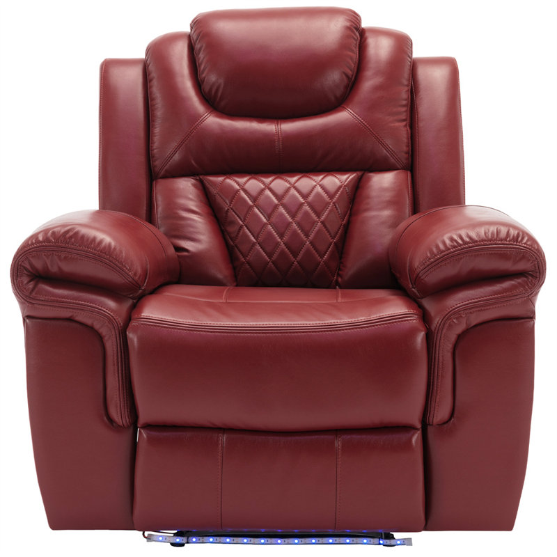 Chezney Faux Leather Recliner, Red  Faux Leather