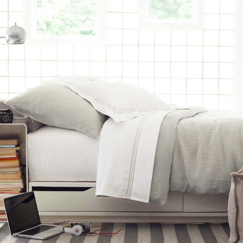 Stone Washed Linen Sham, Euro, Pearl Gray