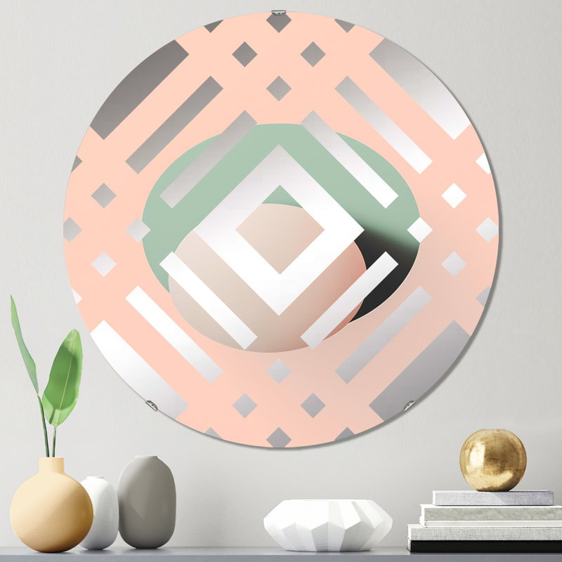 Miroir décoratif géométrique de rêve rétro en minimalisme rose III, 31,4 po x 31,4 po