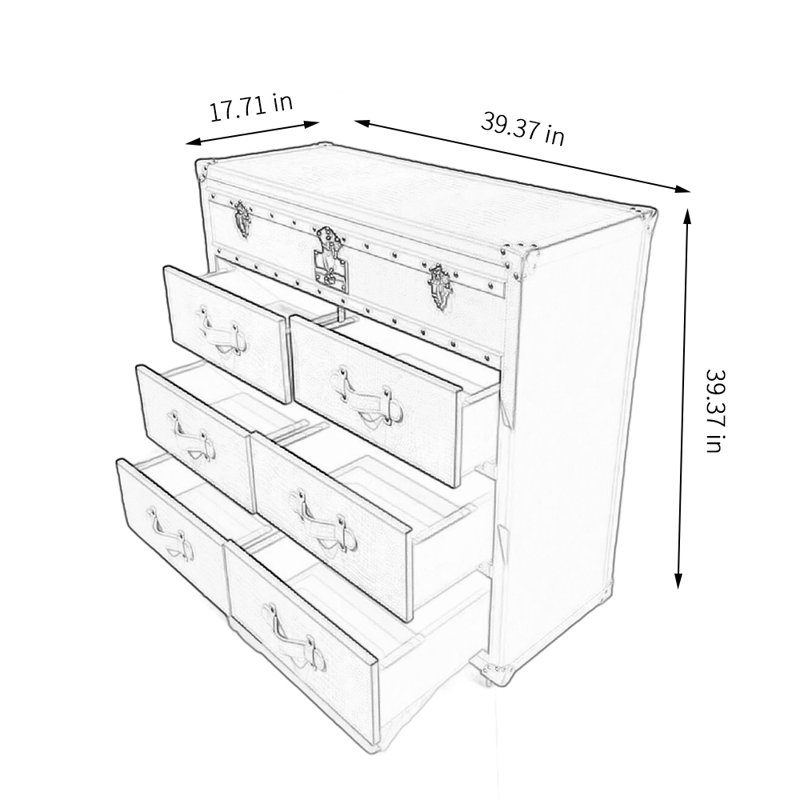 Industrial Style Sideboard With Multiple Drawers 39.37'' W Dresser