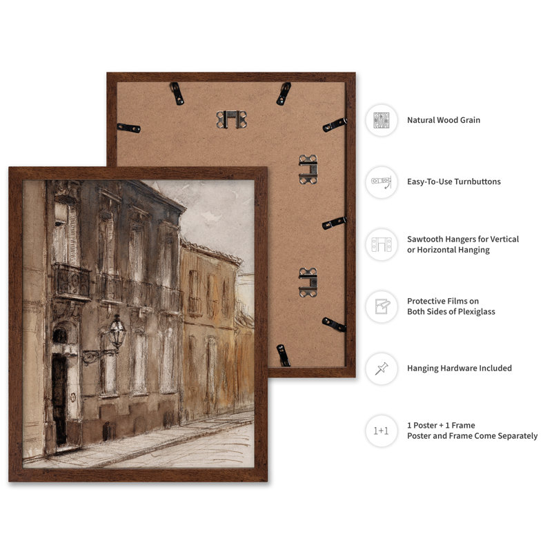 Rue Saint-Maur, Poster, 16"H x 20"W, Brown Framed