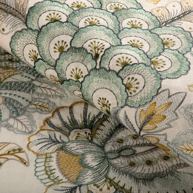 Eden Embroidery, Gold/Green/Beige