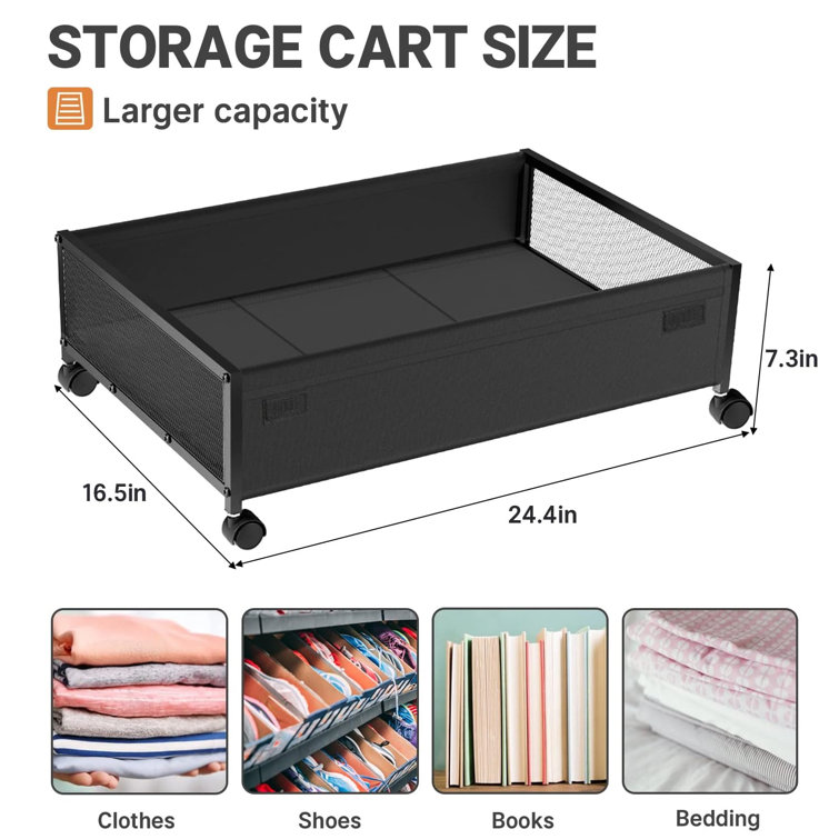 Metal Underbed Storage with Wheels Latitude Run Color: Black