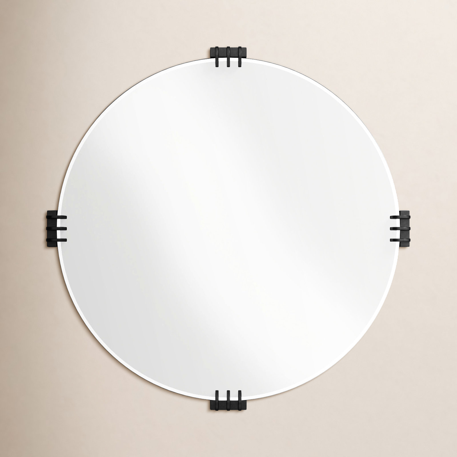 Donita Round Mirror, Black