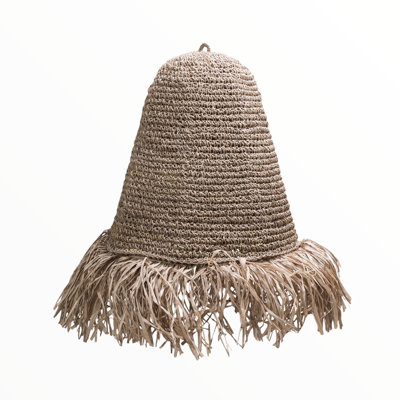 The Rattan Lampshade Collection 50 cm H Bell Bamboo Ceiling Fan Fitter Shade and Pendant Shade ( Screw On ) in Brown