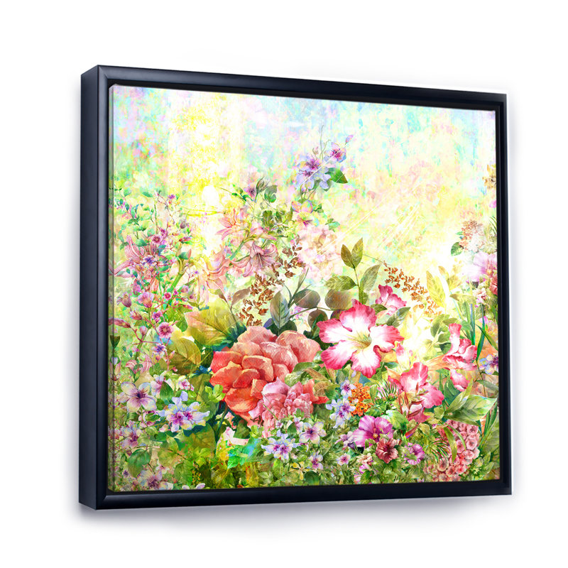 Fleurs de printemps élégantes de ferme VI - Peinture, H 36 po x l 36 po x P 1,5 po, Cadre flottant noir