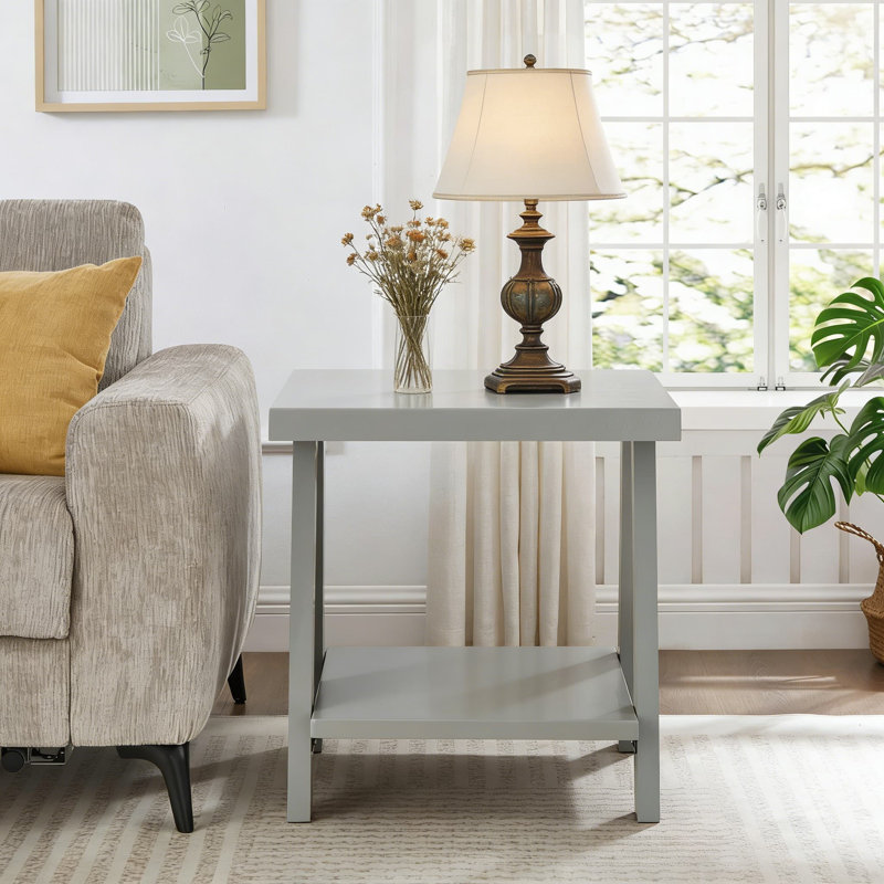 Table de bout moderne en bois avec tablette de rangement, pieds robustes à grand angle pour le salon, la chambre à coucher ou le bureau