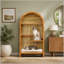 Tablette supérieure autoportante arquée à 4 niveaux, armoire de rangement asymétrique ouverte, présentoir en bois pour entrée, salon, chambre à coucher, couloir