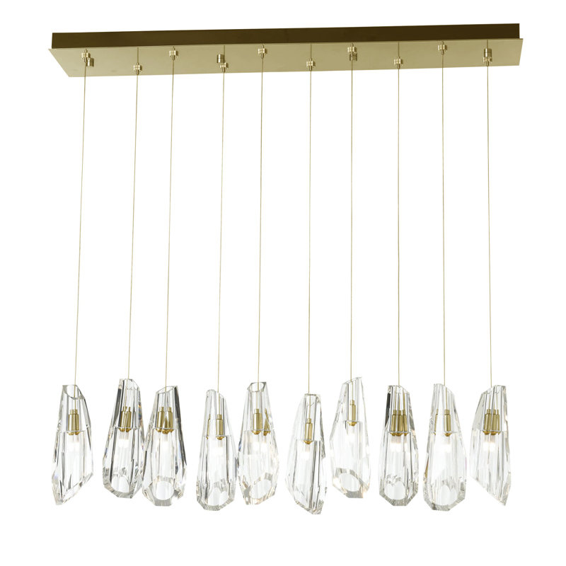 Luma 10 - Light Crystal Pendant, Soft Gold, 130" H