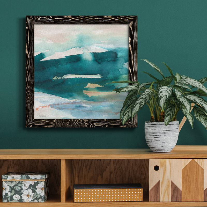 Palmier II - peinture sur toile encadrée, H 31,5 po x l 31,5 po x P 1,5 po, Cadre noir