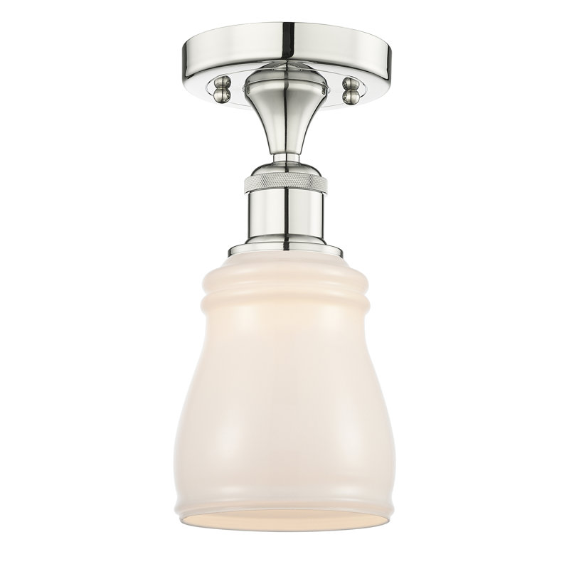 Plafonnier semi-encastré en verre Makemson, Nickel poli, Blanc