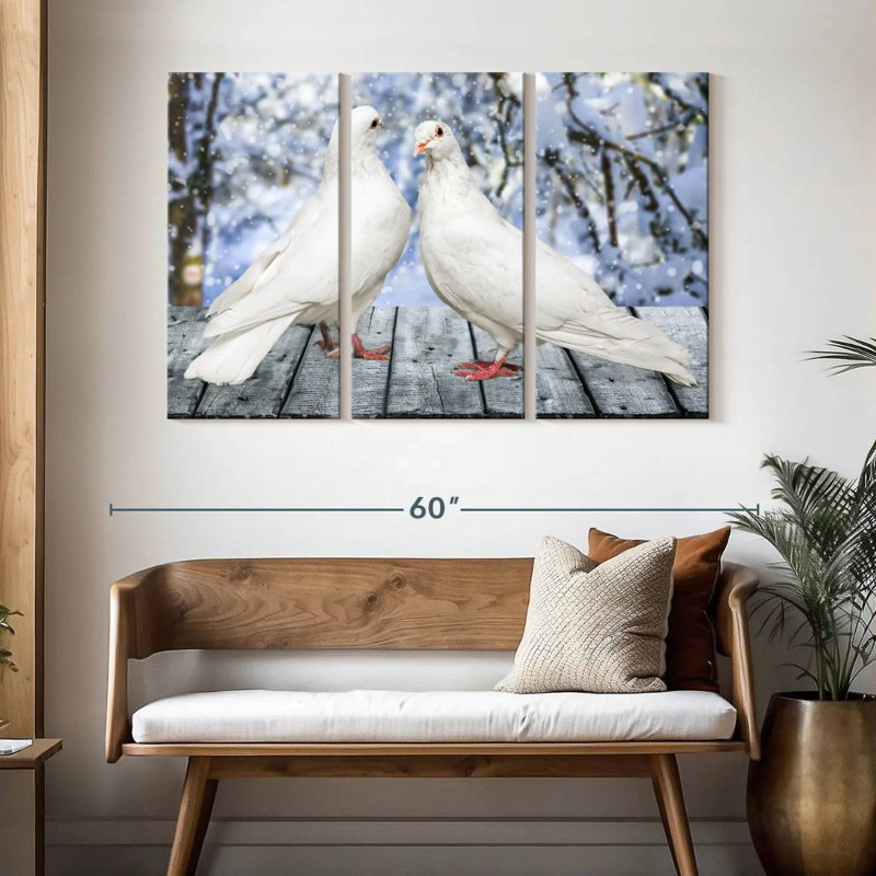 Brampt White Winter Doves, 32" H x 50" W